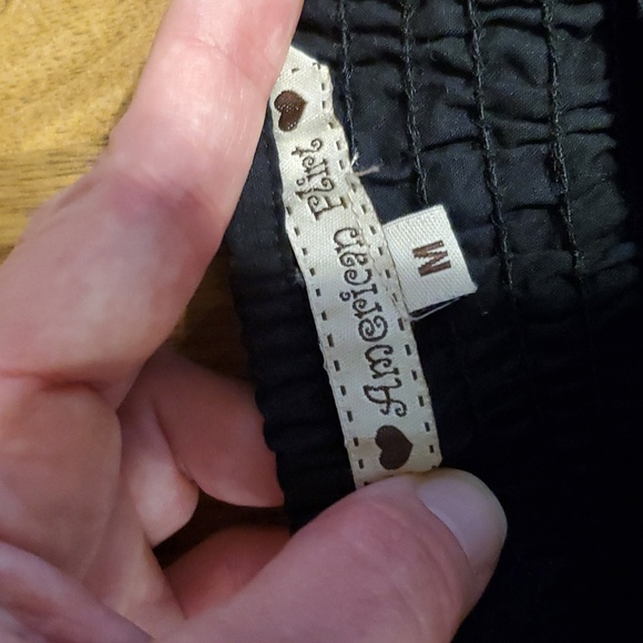 American Flirt Halter Dress Size M Black  with Embroidered White Floral Trim - Picture 6 of 11